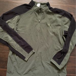 The North Face Fleece Jacket Men's 1/4 zip Pullover Preppy Lightweight Green